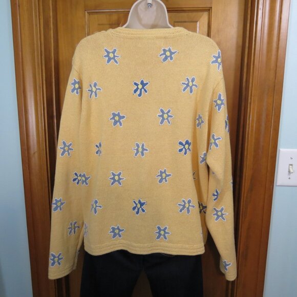 Orvis Women's Yellow Sweater Long Sleeve CottoFlowers Size Large - Picture 7 of 10